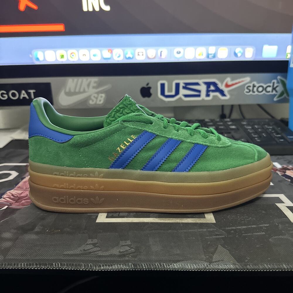 New Women's Size 7 Adidas Gazelle Bold Green Blue IE1370